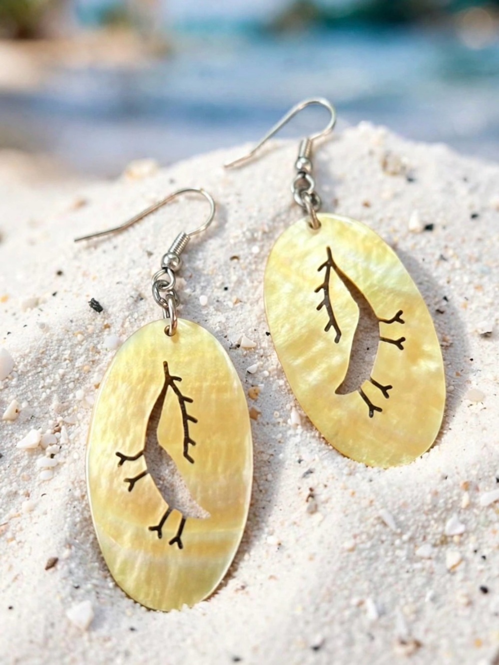 Inspired Petroglyph Mother of Pearl Elk Earrings